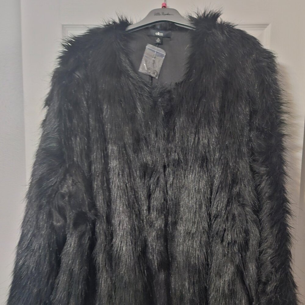 Ellos Women's Black Faux Fur Coat